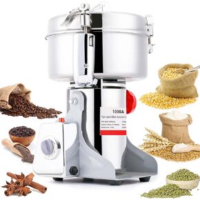 3000g Electric Grain Mill Grinder 25000r/min High-speed Grain Spice Herb Grinder 4000W Dry Grinder Machine 304 Stainless Steel Superfine powder Grinder for Kitchen Home and Commercial