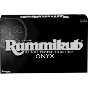 إصدار Rummikub Onyx - مجموعة متطورة مع بلاط Rummikub الأسود الفريد والأرقام المنقوشة ذات الألوان الزاهية من Pressman، متعدد الألوان in Kuwait