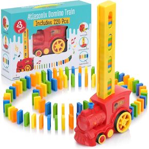 مجموعة قطار 220 دومينو للأولاد والبنات لعبة عيد ميلاد هدايا إبداعية للأعمار 3 4 5 6 7 8 9 10 آلة مونتيسوري الدومينو أداة ضبط الرالي الأوتوماتيكية تجربة وضع لعبة المكدس مسارات ملونة in Kuwait