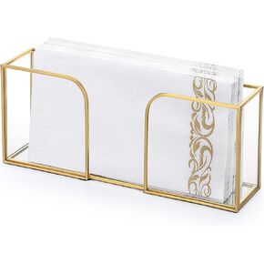 Sumnacon Napkin Holder Glass Napkin Holder for Table,Gold Napkin Holders for Paper Napkins of Luncheon(6.5x6.5"),Vertical Napkin Holder for Kitchen Dining Room Table Picnic Party Decor