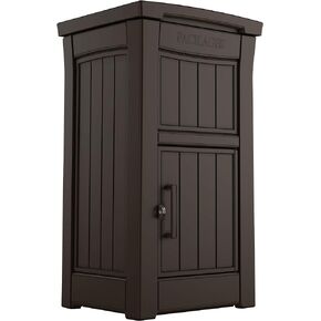 Keter Delivery Box for Porch with Lockable Secure Storage Compartment to Keep Packages Safe, One Size, Brown