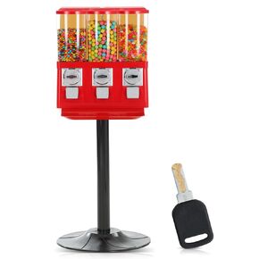 Commercial Vending Machine for Business - Triple Candy Machine Dispenser Using Quarters - Gumball Machine with Stand for Sale and Home Use for Gumballs Toys Capsules (RED)