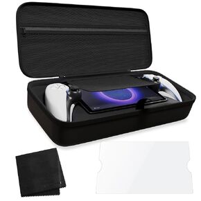 Neptune Carrying Protective Case - Protection Kit For PlayStation Portal, Remote Player - Shockproof PlayStation Portal Case W/ Screen Protector & Microfiber Towel - Reliable Gear Guardian (Black)