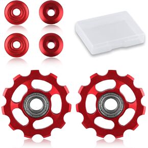 GOLD DEER 2 Sets Sealed Bearing Jockey Wheel with Storage Box Bicycle Shift Guide Wheel Rear Derailleur Pulley 11T Aluminum Sealed Bearing Jockey Wheel Bike Rear Derailleur Pulley Accessories