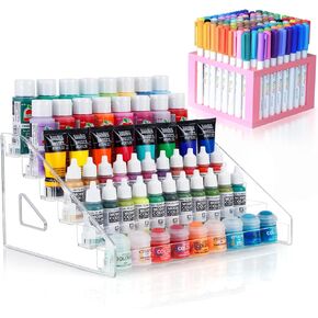ARFETIGO 6 Layer Acrylic Paint Organizer&Paint Brush Holder Snap-on Design Easy Assembly Paint Storage Rack for Acrylic Craft Hobby Miniature Model Light Paint Can Storage (Grey)