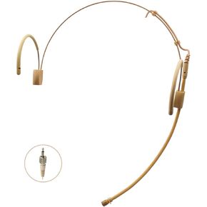 J K Pro Earhook Headset Headworn Microphone MIC-J 060 Compatible with Sennheiser Wireless Bodypack Transmitter - 1/8'' TRS Locking Screw Plug