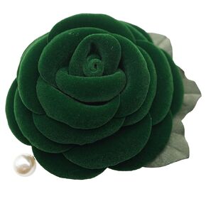 9-9.5 CENTIMETER SaPa Rose Brooch Pin By NhanDo Handmade – VELVET Floral Brooch Pins for Women and Men, Handmade Gift For Mother's Day, Best Friend Gift, Gift for New Year, Christmas Gift (Green)