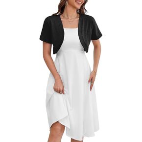 a.Jesdani Women's Versatile Open Front Lightweight Short Sleeve Bolero Shrug Cardigan S-1X
