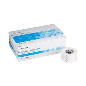 McKesson Surgical Tape, Non-Sterile, Air Permeable Silk-Like Cloth, 1 in x 10 yd, 12 Rolls, 1 Pack