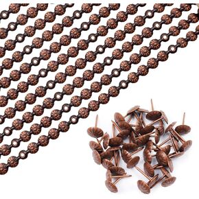 Antrader Upholstery Tacks Strips 10Pcs 1Meters Decorative Nail Strips Trim for Sofa Headboard Chair Furniture Decorative Nail with Single Tacks (11mm Bronze)