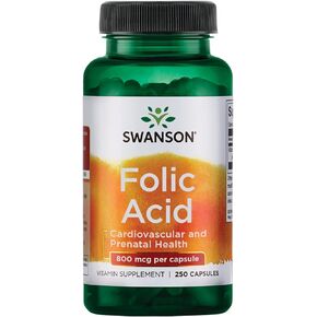 Swanson Folic Acid 800 mcg (1Vitamin 335 mcg Dfe Folate) 250 Capsules