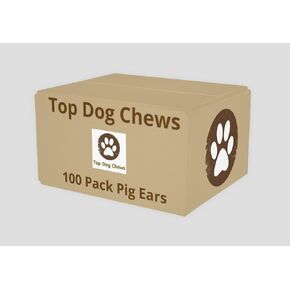 Top Dog Chews – 100 Pack, Pig Ears for Dogs, Whole, Full Uncut American Made, Single Ingredient, Thick, Large Dog Treat for Small, Medium or Large Dog Breeds, Bulk Dog Chews (100 Pack)