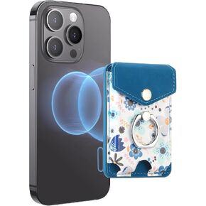 for MagSafe Wallet, Printed Leather Magnetic Phone Wallet with Ring Holder, Compatible with iPhone 15/14/13/12 Series, 3 Card Holder (Black) in Kuwait