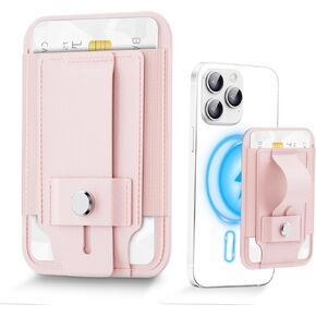 SS Magnetic Phone Wallet for MagSafe, Magnetic Card Holder for Back of Phone Compatible for iPhone 15/14/ 13/12 Series, Thin Credit Card Wallet with Kickstand, Purple
