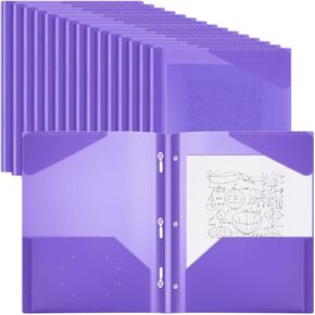 Yeaqee 50 Pack Clear 2 Pocket Folders with Prongs, Plastic Folders with Pockets and Prongs Fit Letter Size, File Folder for School Business Office Home(Blue)