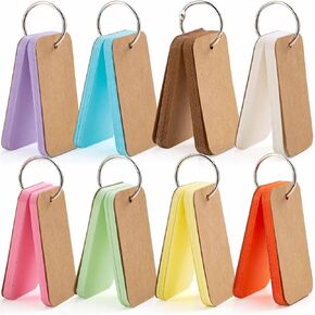 Primbeeks 8 Pack Multicolor Index Cards with Binding Rings, 320 Sheets 2.2 x 3.5 Inches Flash Cards, Double-sided Available Study Cards, Easy Flip DIY Greeting Card, Note Cards, Kraft Paper Cards