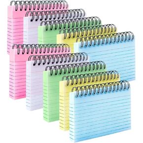 MotBach 150 Sheets Spiral Ruled Index Cards, 6 x 4 Inch, 3 Colors Spiral Bound Lined Index Cards Learning Note Cards Flash Cards with PP Cover for Memory Learning Home School Office To Do List