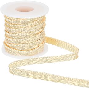 BENECREAT 10 Yards Black Cord-Edge Piping Trim, 3/8 inch Wide Flat Twisted Lip Cord Braid Ribbon for Dress Costume Sewing, Home Textile Decoration, 2mm Thick