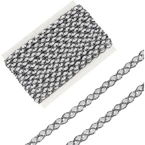 FINGERINSPIRE 11 Yards Black Metallic Braid Trim by The Yard 0.4" Wide Polyester Corrugated Gimp Braid Trim Edge Woven Braid Trim Decor Braid Ribbon for Sewing Upholstery Curtain Clothes Decoration
