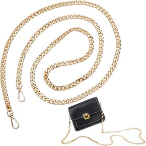 PH PandaHall 62" Flat Bag Chains Golden Purse Chain Strap 9.5mm Bag Replacement Strap Aluminum Shoulder Chain Replacement with Alloy Swivel Clasps for Crossbody Satchel Tote Bag Wallet Clutch