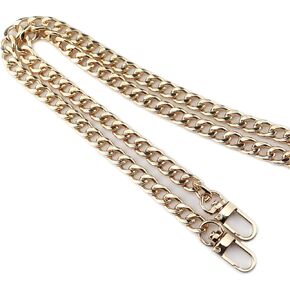 HEEHEE 55.1"(140cm) Purse Chain Strap Accessories Upscale Color Tone Wearing Comfortable Iron Flat Chains Replacement Straps with Buckles Gold 1 PCS for Shoulder Cross Body Handbag