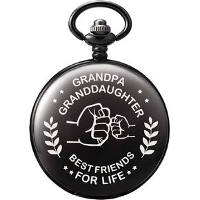 TREEWETO Memory Present to My Grandpa Pocket Watch, I Love You to Grandpa Present from Granddaughter Personalized for Fathers Day Birthday Wedding