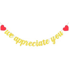 VILIFEVER Pre-Strung We Appreciate You Banner for Employee Staff Appreciation Decorations, NO DIY, Thank You Banner for Teacher Nurse Pastor Appreciation Party Decoration Supplies