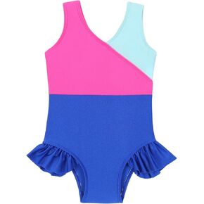 Baby Girl Swimsuit Cute One Piece Bathing Suit with Sun Protection Ruffles Swimwear 2T-6T