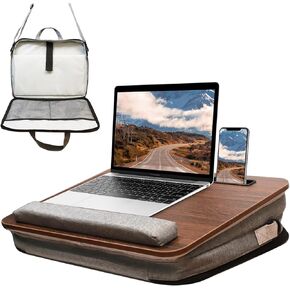 Lap Desk for Laptop with Cushion, Lap Desks for Adults with Storage Fits Up to 15.6in Laptop, Combines Features of Laptop Bag and Laptop Table, Portable Workstation for Home College Office