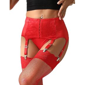 comeondear Garter Belts for Thigh Highs Black Garter Belt and Thigh Highs Set Red Garter Belt for Valentines Lingerie
