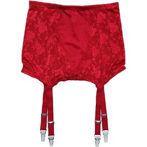 TVRtyle Women's Plus Size Sexy Wine Red Vintage Metal Clips Garter Belts for Stockings S503WR