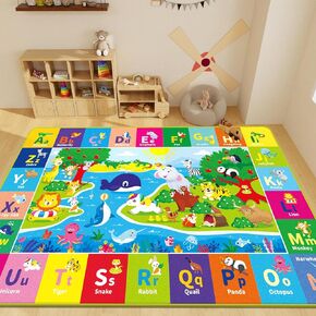 AKASISRUG Baby Play Mat for Floor, ABC Kids Play Mat Super Soft Plush Surface Kids Rugs for Playroom, Foldable Kids Rug Mat for Baby Toddler Infants Crawling Playing (118 X 78.7 INCH)