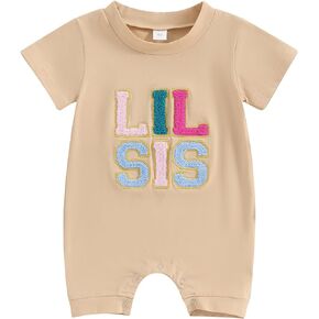 Newborn Baby Girl Onesie Outfit Little Sister Embroidery Romper One Piece infant Girl Summer Jumpsuit Clothes