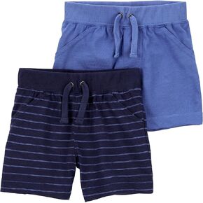 Carter's Baby 2-Pack Pants Set (Blue Shorts, Newborn)