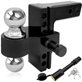 LOCKIETTA حامل وصلة مقطورة قابل للتعديل مع كرة 2 بوصة و2-5/16 بوصة، تناسب جهاز استقبال قياسي 2 بوصة، قطرة/ارتفاع 6 بوصة، سعة السحب 5000-12500 رطل، وصلة مقطورة مزدوجة الكرات من الألومنيوم شديدة التحمل، أسود in Kuwait