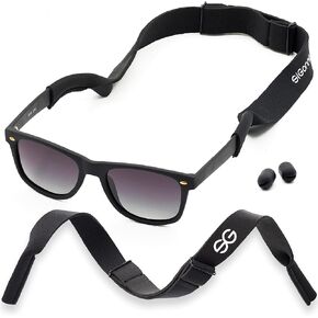 SIGONNA Eye Glass String Strap Holder - Floating Glass Strap - Adjustable Eyeglass Strap for Man Women - Neoprene Sunglass Strap - Glass Lanyard (Black)