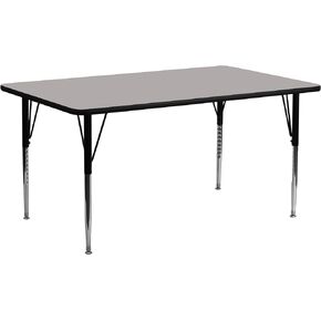 Flash Furniture 30''W x 72''L Rectangular Grey HP Laminate Activity Table - Standard Height Adjustable Legs
