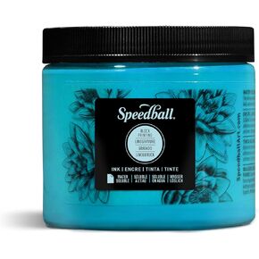 Speedball Water-Soluble Block Printing Ink, 16 oz Jar, Turquoise (003709)