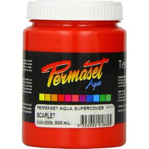 Permaset Aqua Standard 300ml Scarlet - Screen Printing Ink for Fabric - Ideal Screen Printing Kit for Home Office, Starter Kit, Fabric Paint, Screen Printer and Other Fabric Ink