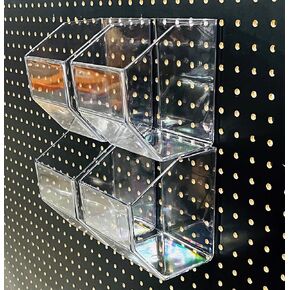 Pegboard Bins Heavy Duty Clear Acrylic Set, Garage Storage and Organization 4-Pack Fits All Pegboard, Accessory Organizer, Tool Storage, Craft Room, Small Parts, Workbench