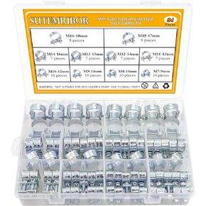 Sutemribor 10 Sizes Mini Fuel Injection Line Style Hose Clamps Assortment Kit (84 PCS)
