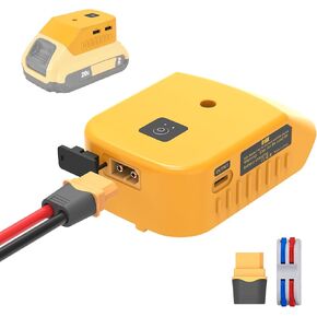 Azocek Multi-Functional USB Charger Adapter & Power Wheels Battery Adapter for Dewalt 20V Battery, with 2 USB Ports & 1 Type-C Fast Charging Ports, with DC XT60 Port for Power Wheels DIY(1-Pack)