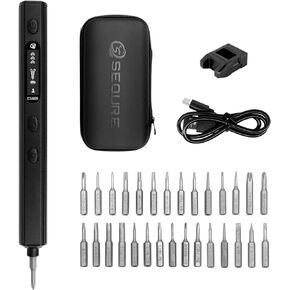 SEQURE ES666 Electric Screwdriver Set Cordless Rechargeable Screwdriver Auto/Sensor/Fixed Mode Precision Power Screwdriver with 30 Magnetic Bits 7 Torque Gears Max 2.2N.m Repair Tool for Electronics