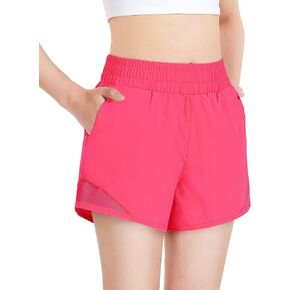 Auranso Girls Athletic Shorts Quick Dry Running Shorts with Mesh Liner and Zip Pockets