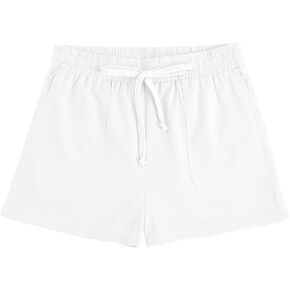 CharmWM Girls Summer Shorts Kids Casual Drawstring Elastic Waist Beach Short Pants with Pockets Size 4-15