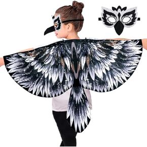 iROLEWIN Bird-Costume-Eagle-Wings for Kids and Headband Parrot Owl Dress Up Halloween Costumes for Girls Boys Party Gifts Toy