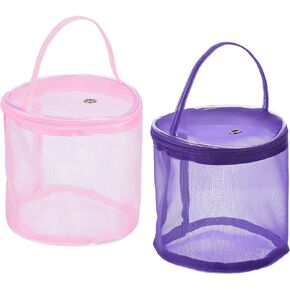 PATIKIL Yarn Storage Bag, 2 Pack Portable Crochet Knitting Bag Case Skein Ball Holder Mesh Organizer Crocheting Tote for Sewing Craft Projects, Pink Green