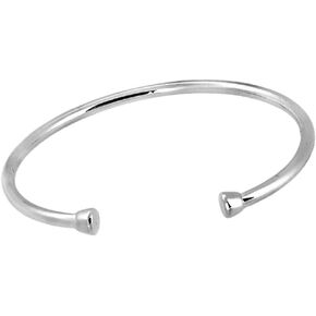 VN Jewelry Men's Solid 925 Sterling Silver Torque Bangle Bracelet - Classic Plain Polished Silver Bangle For Men
