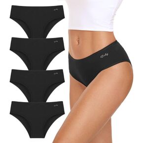 coskefy Womens Underwear Cotton Hipster Panties Soft Stretch Ladies Cheeky Bikini Briefs 4 Pack