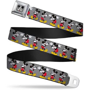 Buckle-Down Seatbelt Belt - Mickey Mouse w/Glasses Poses Gray - 1.0" Wide - 20-36 Inches in Length